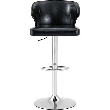 Set di 2 sgabelli da bar con schienale, regolabili, girevoli a 360°, PU nero (1/5)