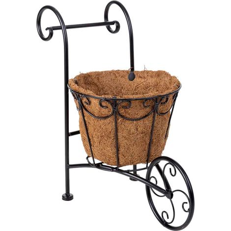 Soporte macetero carro negro, 26x16x35,50h cm (1/5)