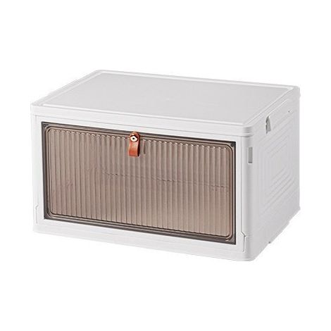 Boîte de Rangement Pliable, Organisateur de Rangement Plastique avec Couvercle et Poulie, Caisses de Rangement Transparente pour Salon, Chambre