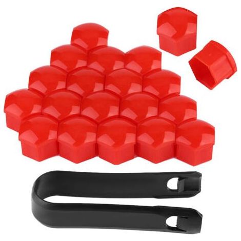20 cache-écrous de roue de voiture 19 mm, protection extérieure des jantes (rouge) (1/5)