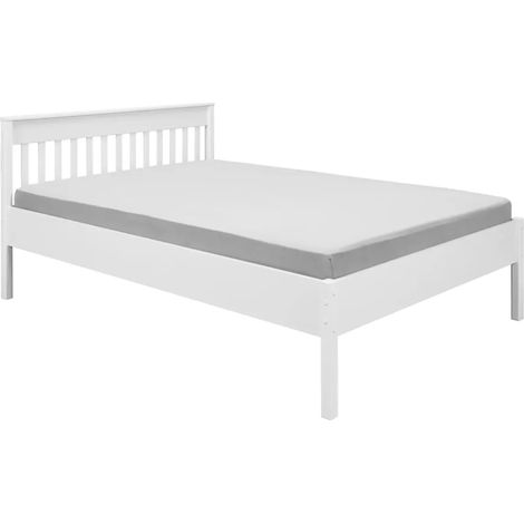 Letto Matrimoniale 180x200 cm in Pino Massello Bianco con Testiera (1/5)