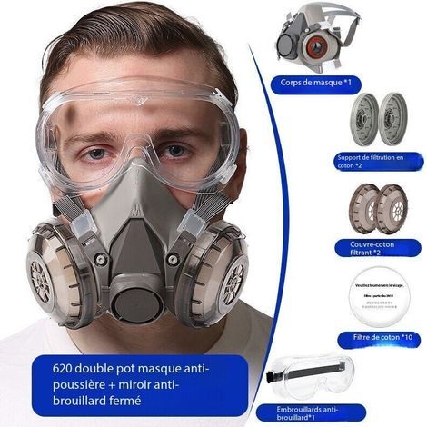 Masque Protection Industrielle Poussières Ponçage Charbon Construction Filtration Avancée Confort Respiration Visage Complet
