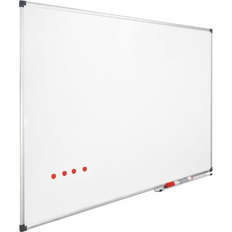 Tableau blanc magnétique 90 x 120 cm – Acier laqué – Surface effaçable à sec – Cadre en aluminium – Montage mural inclus – Ivol