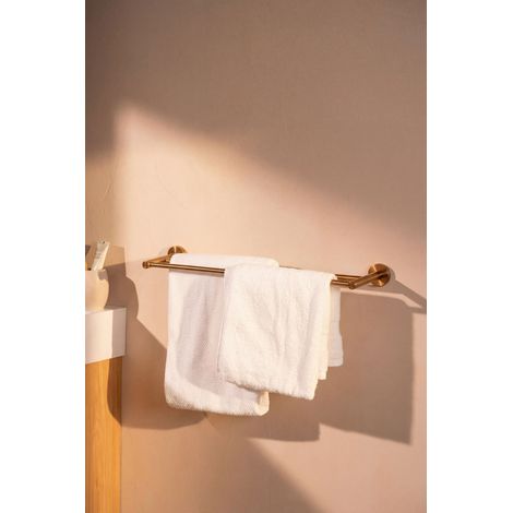 Barre porte serviette double EDEN en inox longueur 60 cm BASS Cuivre brossé (1/4)