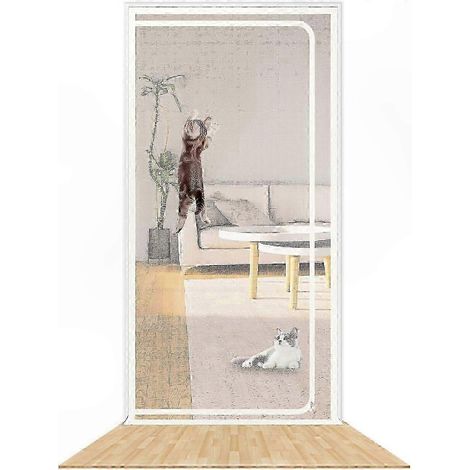 Porte moustiquaire pour chien et chat avec fermeture éclair, maille blanche résistante, empêche les fuites et assure la sécurité des animaux, usage intensif (1/5)