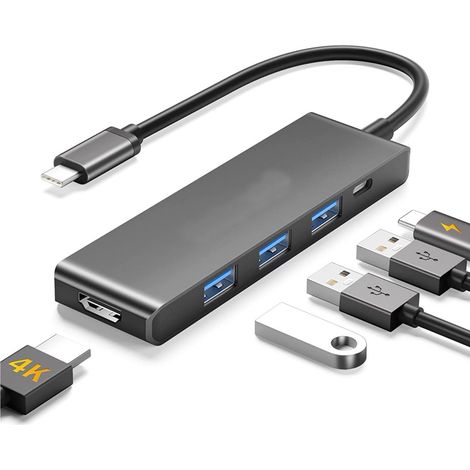 Hub Usb Type-c 5 In 1 Hdmi 4k Compatible Avec Thunderbolt 3 Multifunction Q-hu90 (1/5)