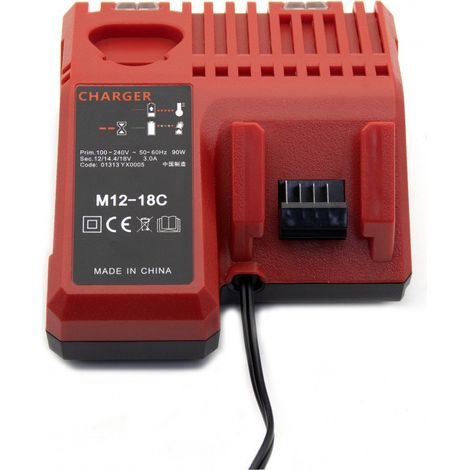 Chargeur Milwaukee M12/M18 – 12V-18V 3A – Double Chargeur Rapide – Compatible (1/3)