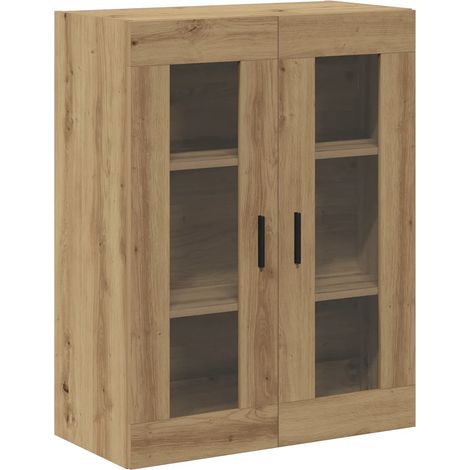 Pratico pensile a muro sospeso portaoggetti 69,5 x 34 x 90 cm in legno ingegnerizzato rovere artigianale 020051151