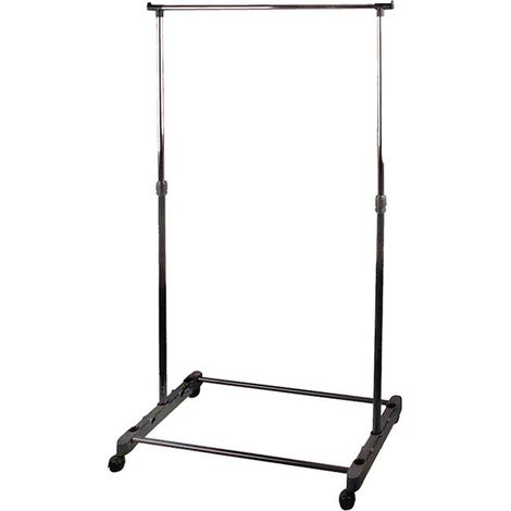 Portant à vêtements - JUANIO - Inoxydable Extensible - roulettes pivotantes - étagère à chaussures - H 90-160 cm