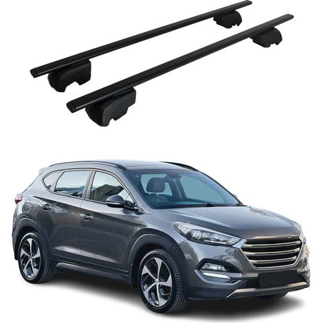 OMAC Dachtrager Quertrager für Hyundai Tucson III 2016-2021 – City Crash getestet – ISO PAS 11154:2006 – Abschliessbar – Max 75 kg – 2 Stangen Stahl Schwarz (1/5)