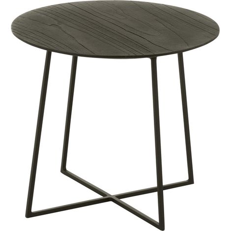 Table d'Appoint en Teck "Lucille" 45cm Noir (1/5)
