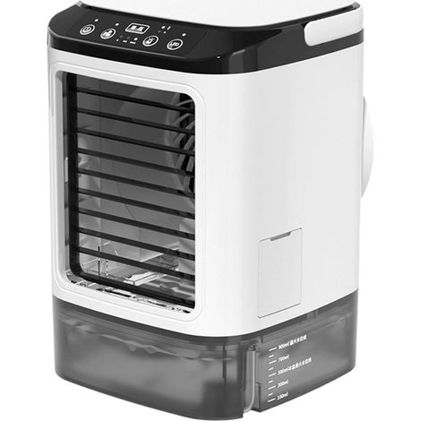 Refroidisseur d'air personnel, mini ventilateur de climatiseur, lumière LED colorée à 3 vitesses, petite avec brume, refroidisseur d'air par évaporation pour chambre à coucher, bureau, camping (1/5)