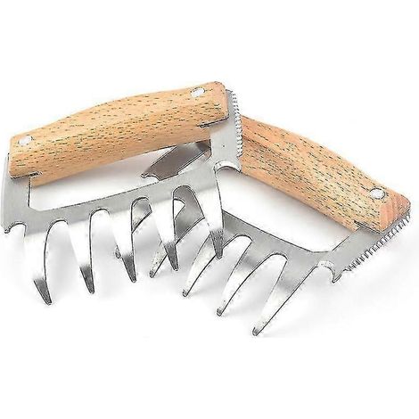 Séparateur de viande multifonctionnel (2 pièces, couleur bois) - Accessoire idéal pour la découpe de la viande de porc au barbecue (1/5)