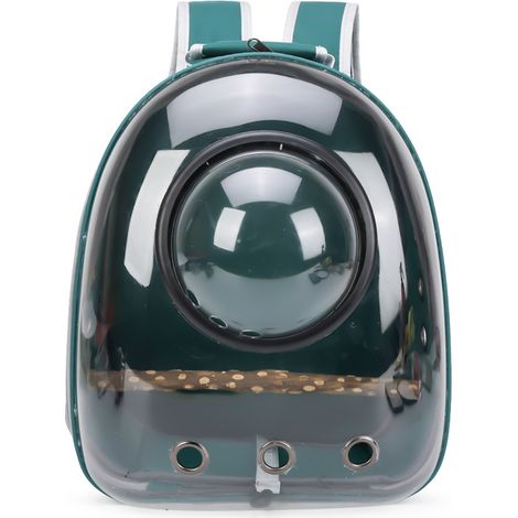 Sac à dos pour animaux de compagnie Green-Parrot, en tissu Oxford transparent, idéal pour les voyages en plein air et le transport confortable des oiseaux.