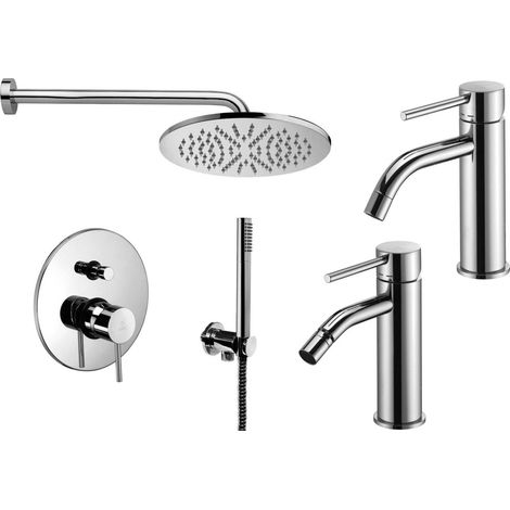 Chromfarbenes Set aus Waschtischarmatur, Bidet und Duschset Paffoni Light KITLIG6CR