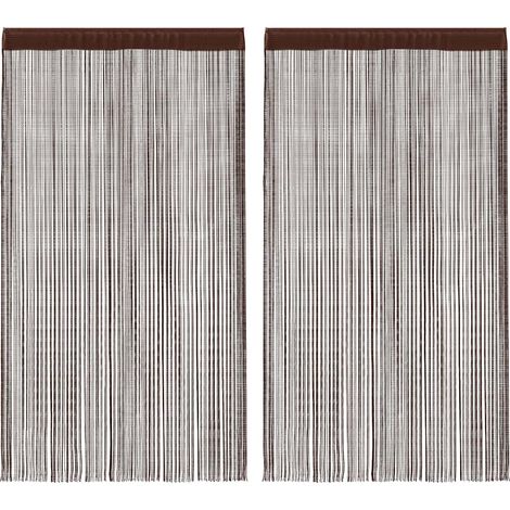 Rideaux à fils, 2 pièces, 140 x 250 cm, marron