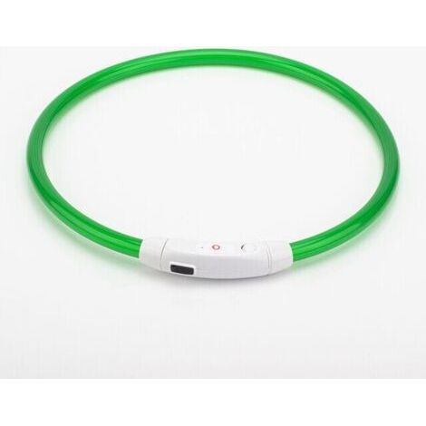 XVX – Collier lumineux pour chien rechargeable en nylon – Éclairage LED jusqu'à 500m – Modes clignotant et fixe – Taille ajustable 20-70cm – Vert (1/4)