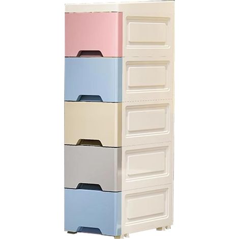 Armoire de salle de bain, organiseur de rangement, étagère à  tiroirs fine à 5 niveaux avec roulettes, appartement, cuisine, hôtel, armoire verticale compacte pour location, maison, entre (1/5)
