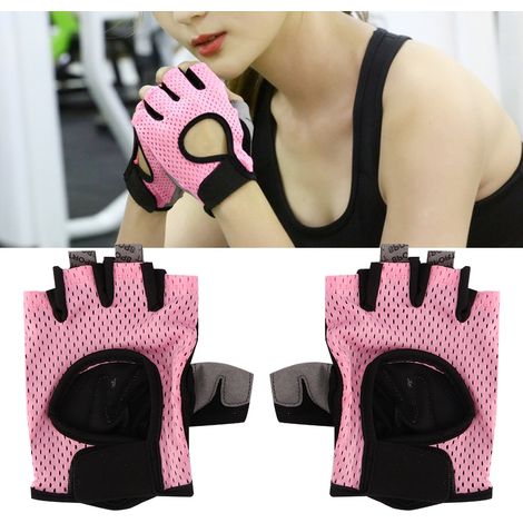 Gants mi-doigts respirants antidérapants pour vélo et musculation (Taille S)