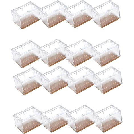 16 protège-pieds de chaise en silicone, protège-pieds de chaise de sol, protège-pieds de table, protège-pieds de table et de chaise, protège-pieds rectangulaires (transparents). (1/5)