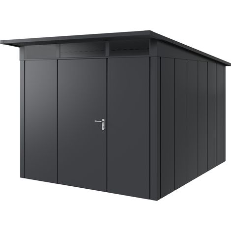 Hörmann Metall-Gerätehaus "Juno" mit Pultdach, JPD11 - Design, 262 x 310 cm (B x T), anthrazit, 1-flüglige Tür, Anschlag links (1/5)