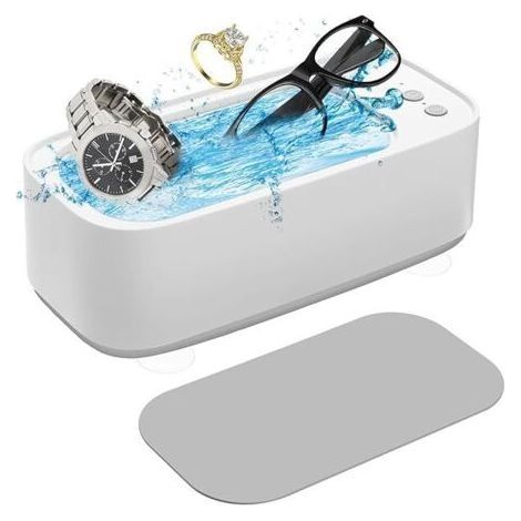 Nettoyeur à Ultrasons, 45000 Hz Nettoyeur Ultrasons avec 3 Modes de Nettoyage, Appareil de Nettoyage, Ultrasonic Cleaner pour Bijoux Lunettes Montres Rasoirs (1/5)