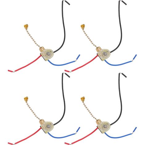 Set di 4 interruttori a catenella per lampade – oro – 3 fili – facile utilizzo – ventilatore a soffitto / applique – ricambio