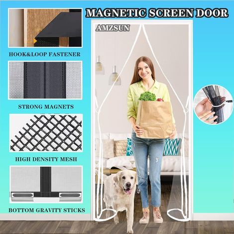 Moustiquaire Magnétique Porte 70x225cm Moustiquaire Fenêtre Magnétique-avec Aimants Fermeture Automatique-Garde Lair Frais À Lintérieur-pour Couloirs Portes Patio Blanc (1/4)