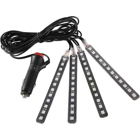 Bandes LED RGB 12V 4x 12SMD pour l'éclairage intérieur et de plancher de véhicule avec télécommande (bleu) (1/3)