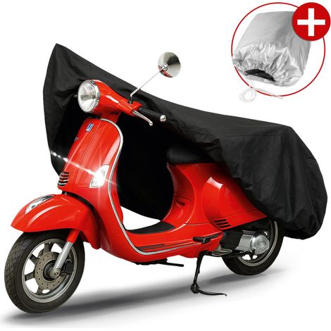 Premium Motorrad Abdeckplane S, Vespa-Abdeckplane aus robustem PVC, Motorrad-Garage wasserdicht - 185x90x110 cm schwarz (1/5)