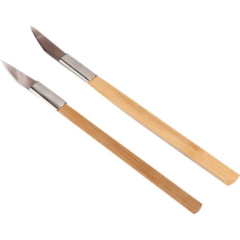 2 couteaux professionnels à manche en bois et agate pour le polissage et le brunissage de bijoux en or et argent. (1/5)