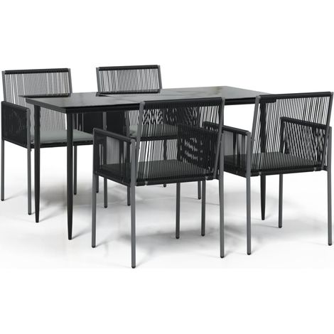Maison Exclusive - 5-tlg. Garten-Essgruppe mit Kissen Schwarz Pol