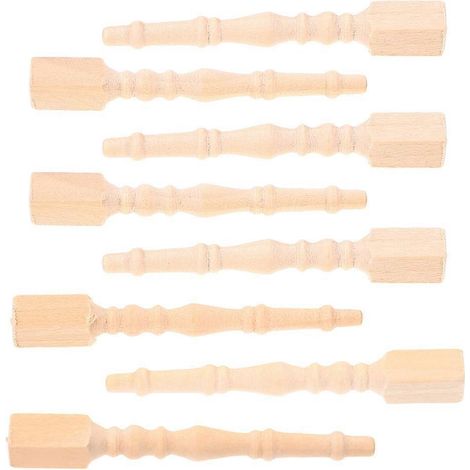 Ensemble de 8 mini pieds de table en bois pour la décoration de maisons de poupées (1/5)