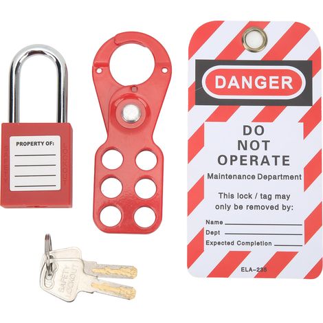 Kit de consignation/déconsignation avec cadenas de sécurité à moraillon, clés Loto Tag inviolables pour équipements industriels, anse de 25 mm (1 po). (1/5)