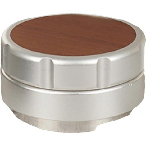 Espressopulververteiler mit Walnussdeckel, Kaffeenivellierer, Silber, B-53mm-