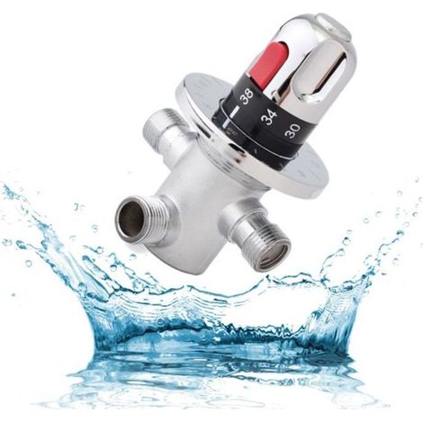 TEMPSA Vanne Mélangeur Eau Chaude Froide Robinet mitigeur thermostatique en laiton solide Robinet température Fixe Accueil (1/4)