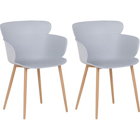 Conjunto de 2 sillas de comedor de material sintético gris patas de metal respaldo ergonómico sala de estar moderna Sumkley (1/5)