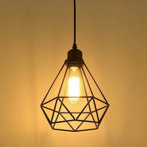 Industriel Suspension Luminaire Rétro Lustre Plafonnier Vintage Noir Lampe Cage Éclairage de Plafond Abat-jour en Métal pour Restaurant Salon Chambre Cuisine Bar Couloir (sans ampoule) (noir) (1/5)
