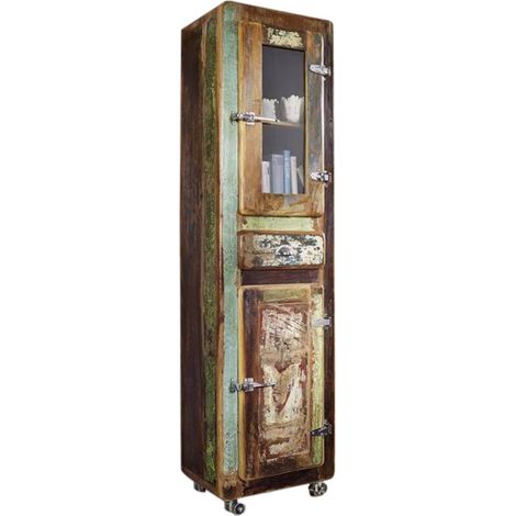 Hochschrank Altholz 55x38x190 mehrfarbig lackiert FREEZY 11