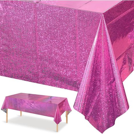 Einweg Tischdecke Rosa Glitzer 274x137cm Wasserdicht für Partys & Geburtstage