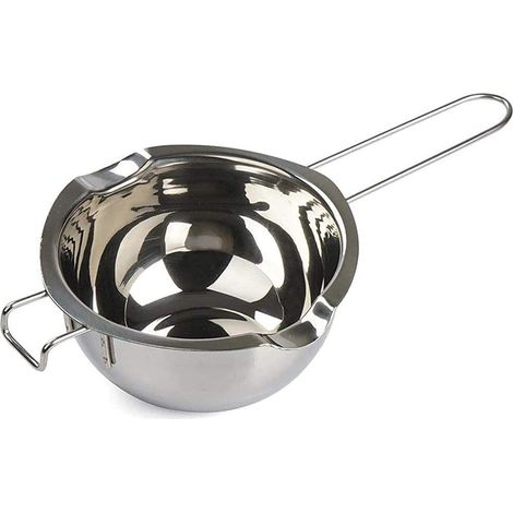 1 Casserole à double cuve, Acier inoxydable 18/8, Poignée isolante, Fond plat, Pour fondre beurre chocolat (1/4)