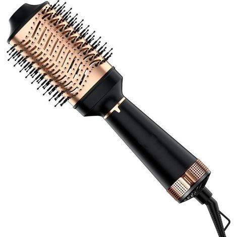 Brosse Soufflante, Brosse Chauffante 4 en 1 pour Coiffeur, Chauffante Brosse Coiffante en céramique Tourmaline 1200 W pour Sécher, Lisser, Boucler et Donner du Volume, Noir (1/5)