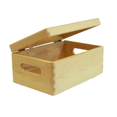 scatola multiuso con coperchio "wood box" in legno marrone chiaro, 30x20x14 cm