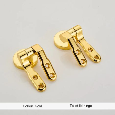Charnières de rechange universelles pour abattant de toilette (dorées et noires), kit d'accessoires et de réparation pour couvercle de toilette, compatible avec la plupart des abattants et couvercles. (1/5)