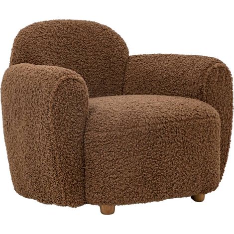 Made In Meubles – Fauteuil club en tissu bouclette marron – Confort moelleux – Dimensions 81x90x67 cm – Entretien facile chiffon doux (1/5)