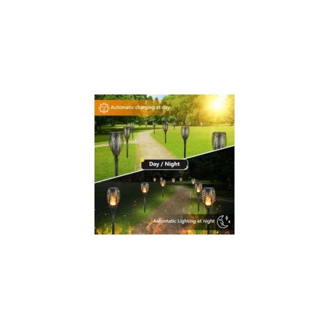 Bardusch-6 Pack Grand Lumières Flamme Solaire Exterieure Etanche Lampe Torche Solaire, Lampe Solaire Flamme Vacillante pour Décor, Jardin, Patio, Chemins, Pelouse