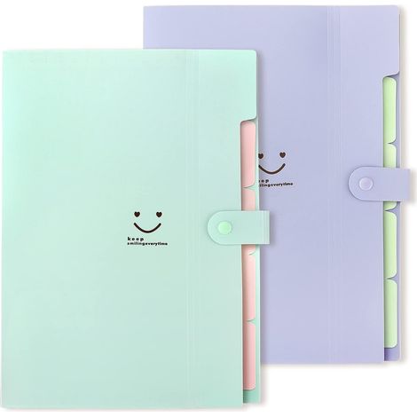 Pochettes extensibles pour dossiers suspendus format lettre/A4, organiseur de documents accordéon pour école et bureau, lot de 2 (1/5)