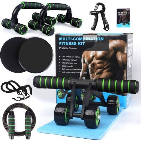 10-in-1 Bauchmuskeltrainer-Set mit Liegestützgriff, Springseil und Knieschonern – Bauchmuskeltraining für zu Hause (1/5)