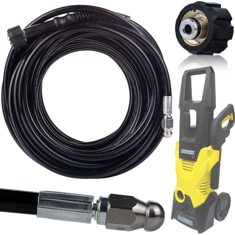 Manguera Alta Presion 20m – Boquilla Intercambiable  Nylon Flexible  Compatible Con Hidrolimpiadora Kärcher K2–K7 (1/5)