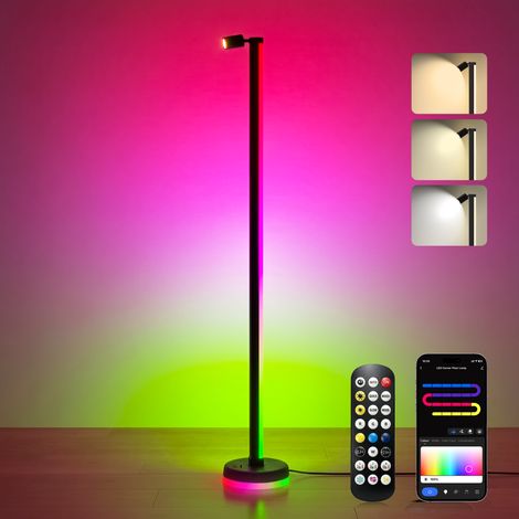 Mai & Mai Lampada da Terra LED, 16 Milioni Colori, RGBIC+Luce Calda, Sincronizzazione Musicale e Timer, 4 Altezze, Piantana Lampada Funziona con Alexa, Google Home, 149.7cm, Nero, Lineora-02 (1/5)